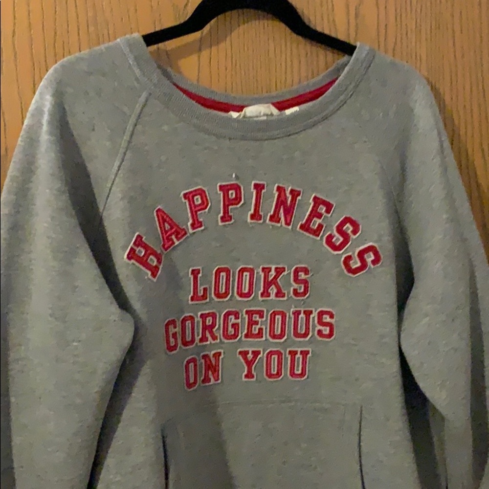 Grey L “Happiness looks gorgeous on you” sweater